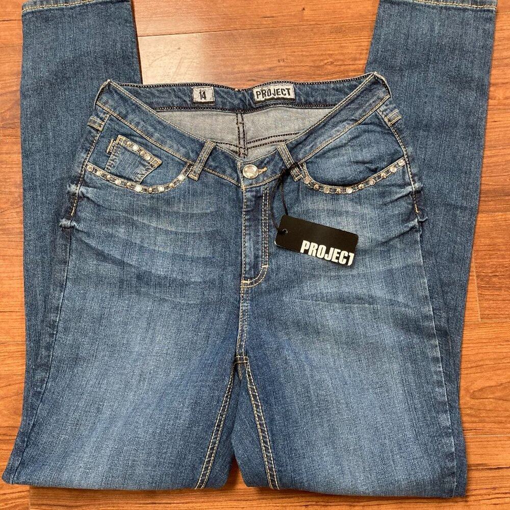 Project Blue Jeans Size 14 Skinny  Style PD1017JP 99/1 Cotton/Spandex Embroidery